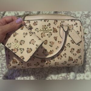 COACH Andrea Light Pink Floral Purse and Wallet/small purse Set- new